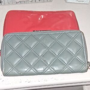 Marc Jacobs Quilted Gray Wallet and Glossy Red Clutch